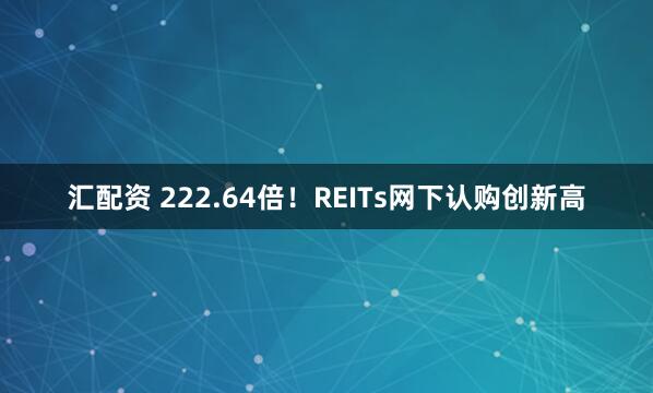 汇配资 222.64倍!REITs网下认购创新高